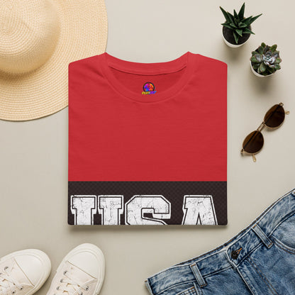 USA Vintage Block T-Shirt — Patriotic Americana Graphic Tee