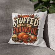 Thanksgiving Decorative Pillowcase – “Stuffed and Thankful” Autumn Throw Pillowcase