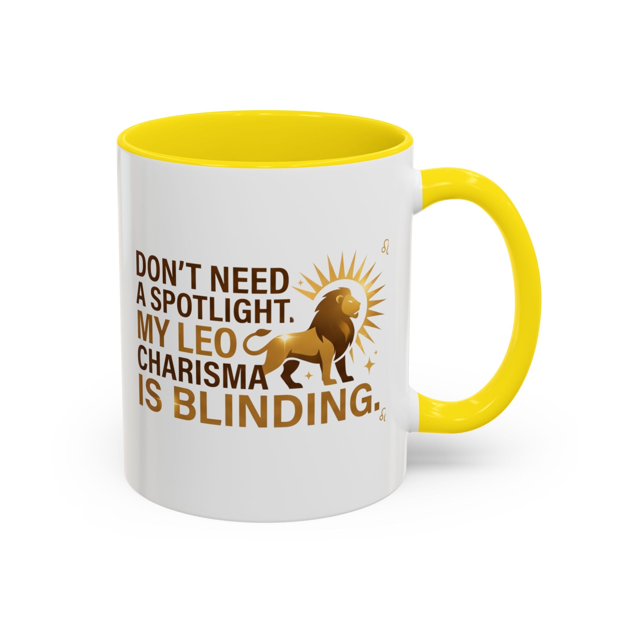 Leo Horoscope Coffee Mug — “My Leo Charisma Is Blinding” Accent Mug