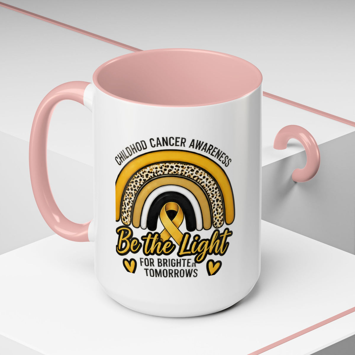 Childhood Cancer Awareness Accent Coffee Mug — "Be the Light" 11/15oz