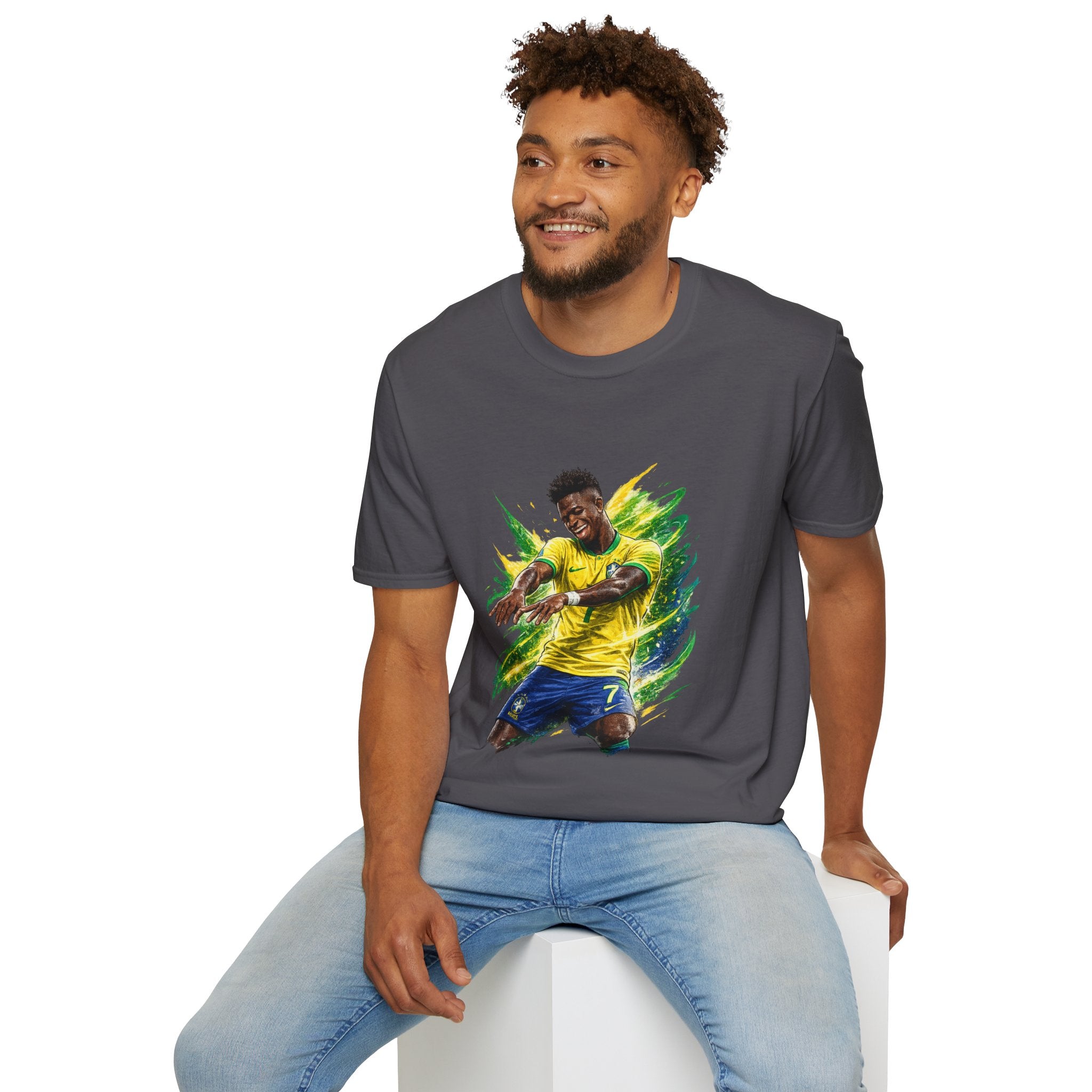 Brazil  Soccer Celebration T-Shirt — Brazilian Football Player Artwork