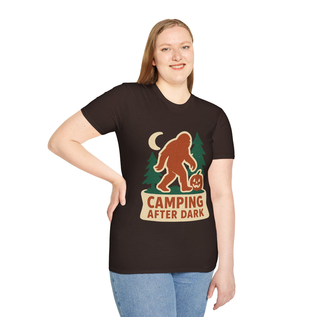 Camping After Dark T‑Shirt — Retro Bigfoot Camp Graphic Tee - Trending Now - August 2026