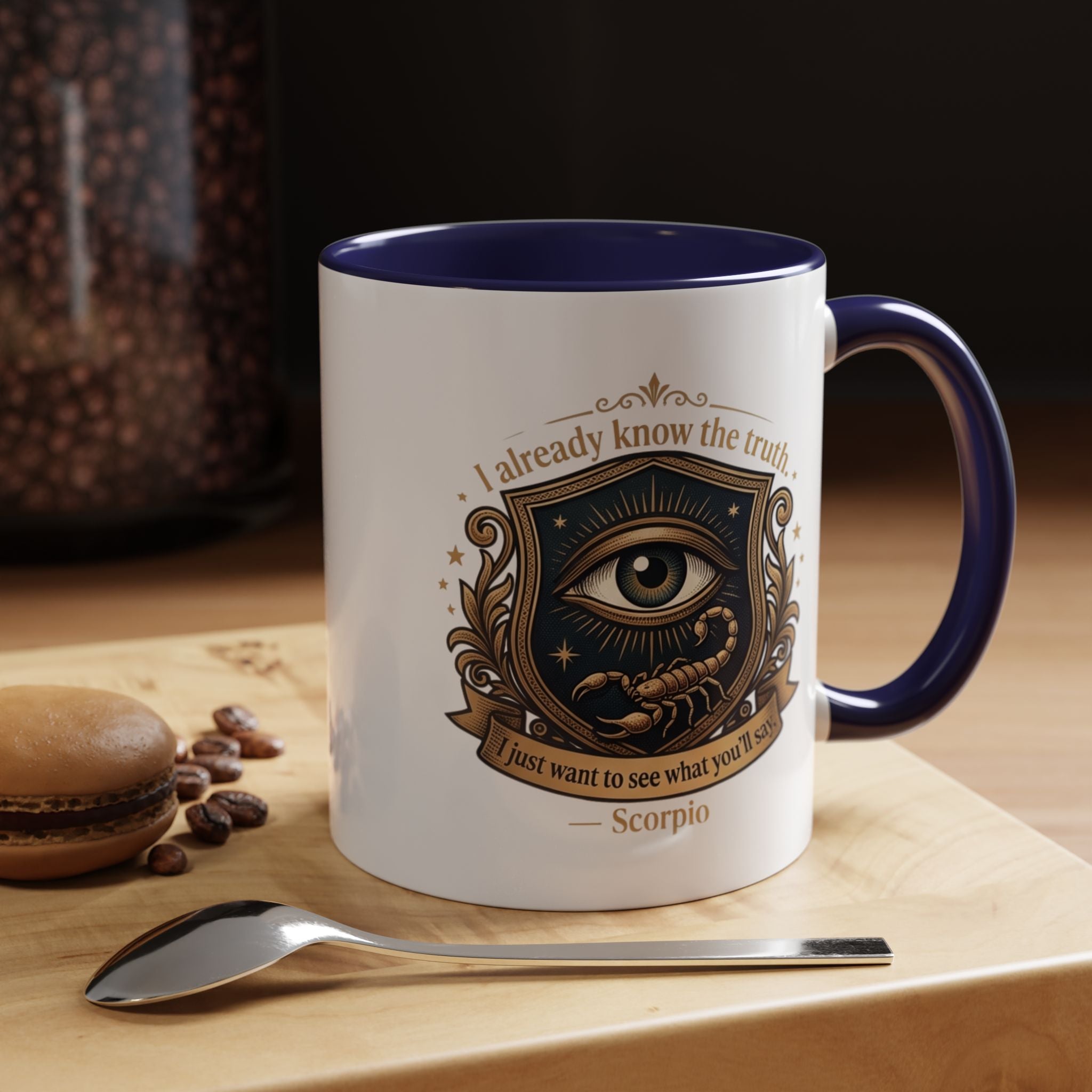 Scorpio Accent Coffee Mug — "I Already Know the Truth" Astrology Zodiac Mug