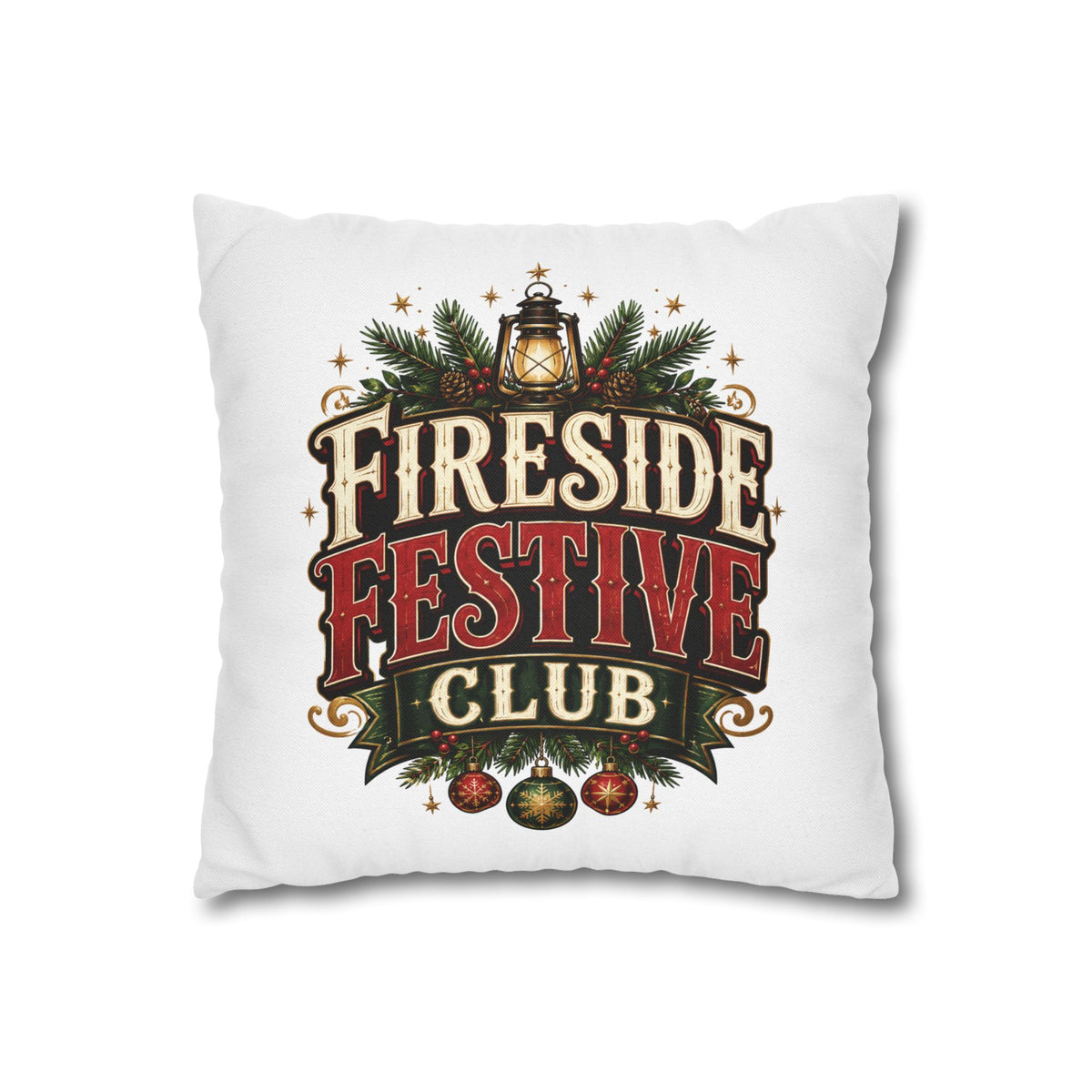 Christmas Fireside Festive Club Holiday Throw Pillowcase