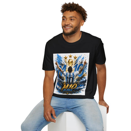 Argentna  Soccer M10 Champion T-Shirt — Gold Trophy & Stars Football Fan Tee