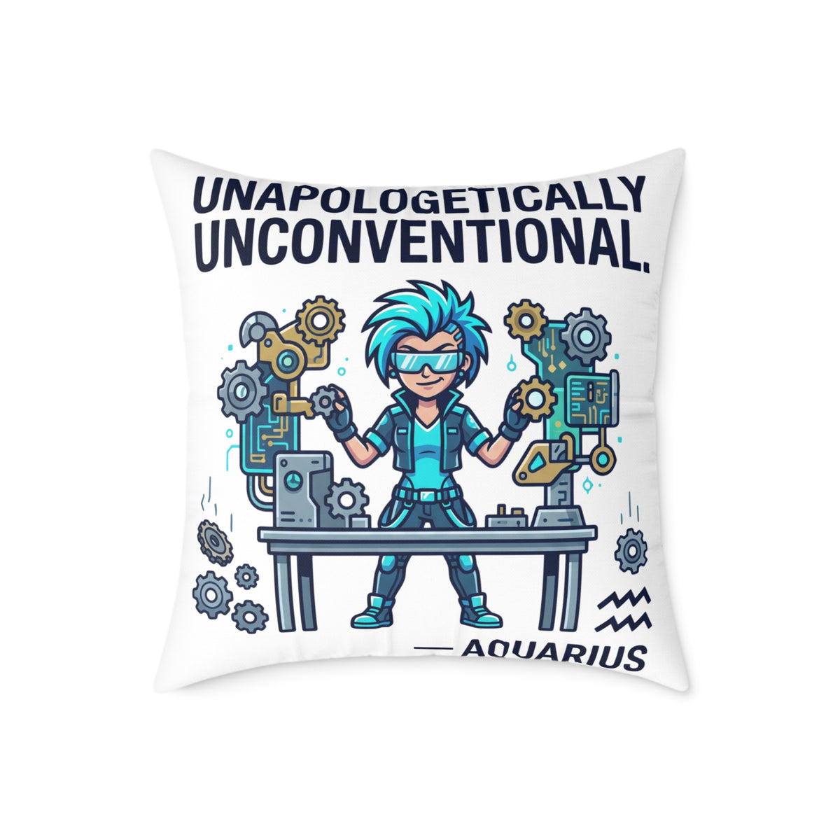 Aquarius Zodiac Unapologetically Unconventional Square Poly Canvas Pillow