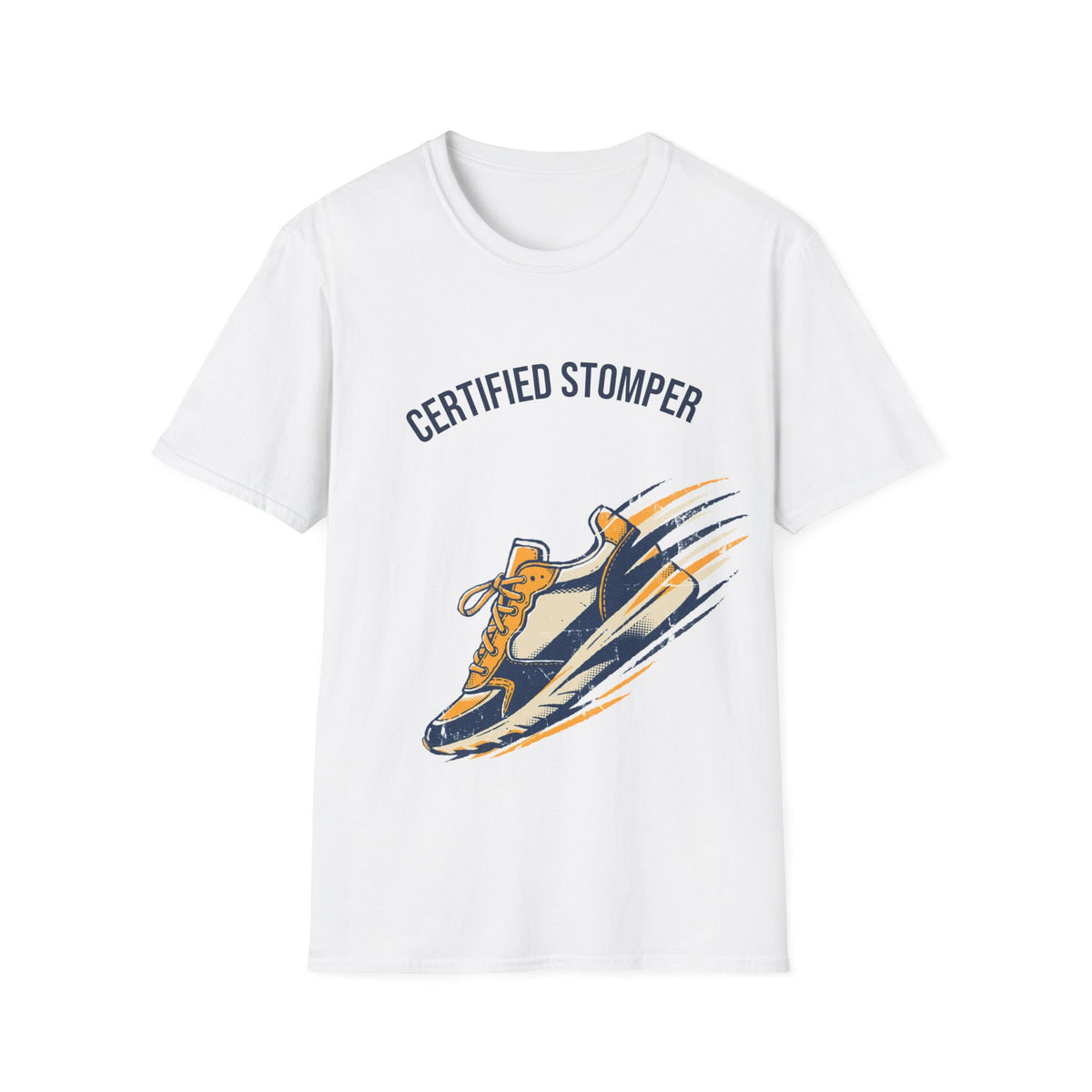 "Certified Stomper" Sneaker Graphic Tee - Trendy Streetwear White T-Shirt - Trending Now - September 2026