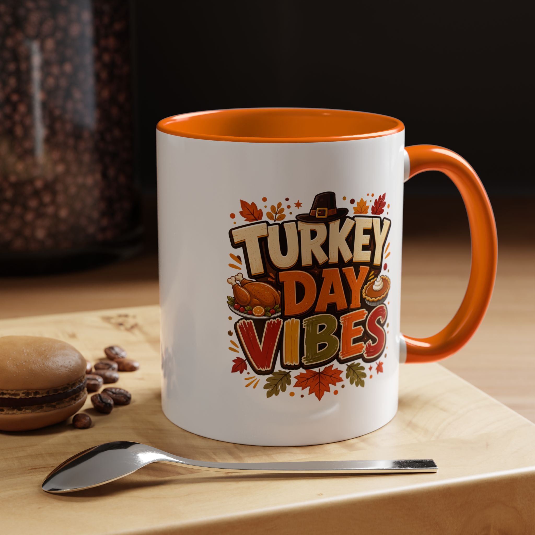 Thanksgiving Mug Turkey Day Vibes Accent Mug — Thanksgiving Coffee Cup