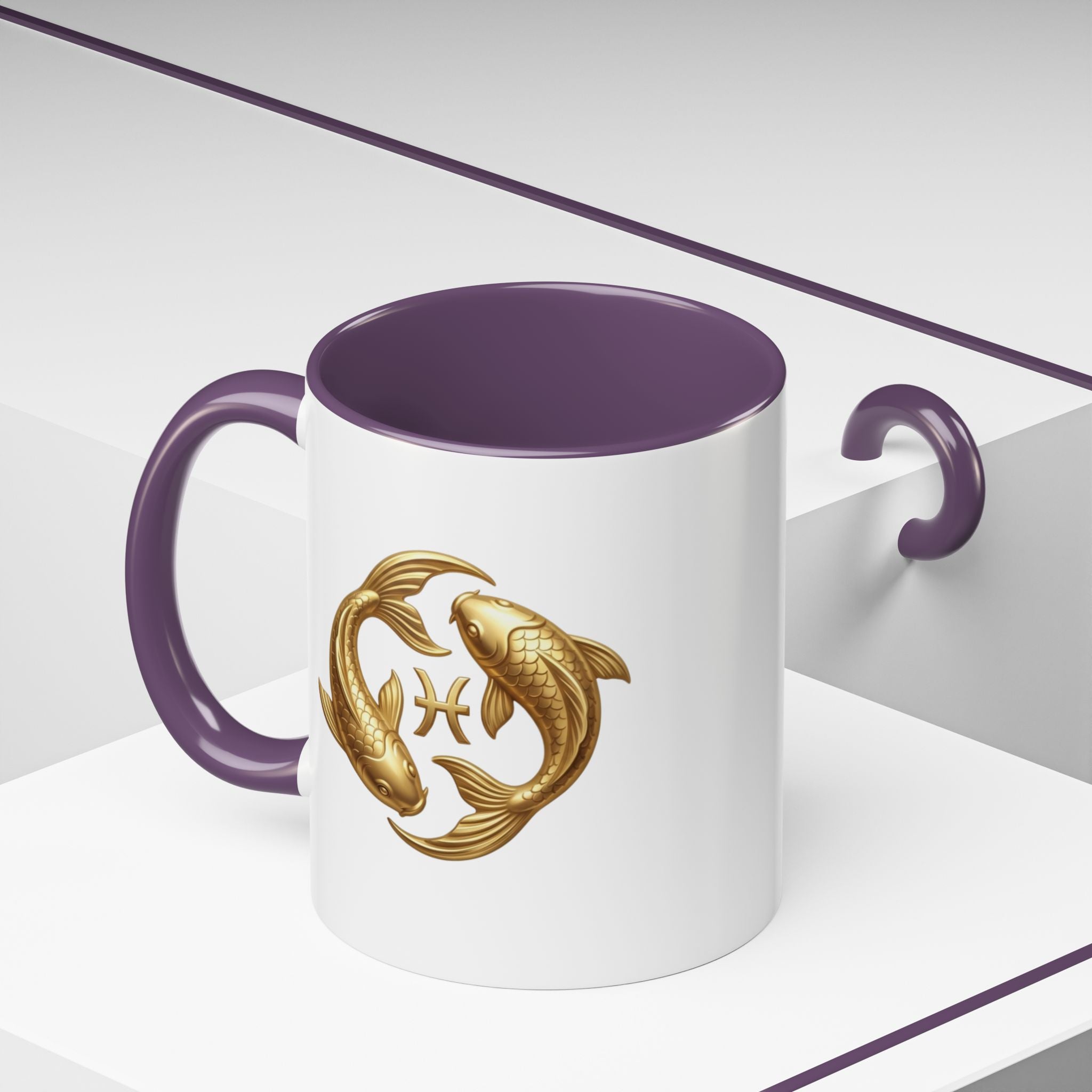Pisces Zodiac Coffee Mug – Gold Koi Fish Horoscope Accent Mug