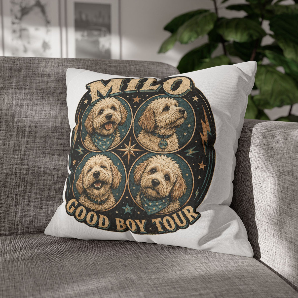 Milo "Good Boy Tour" Decorative Pillowcase Milo Bailey Dog Dad Mom