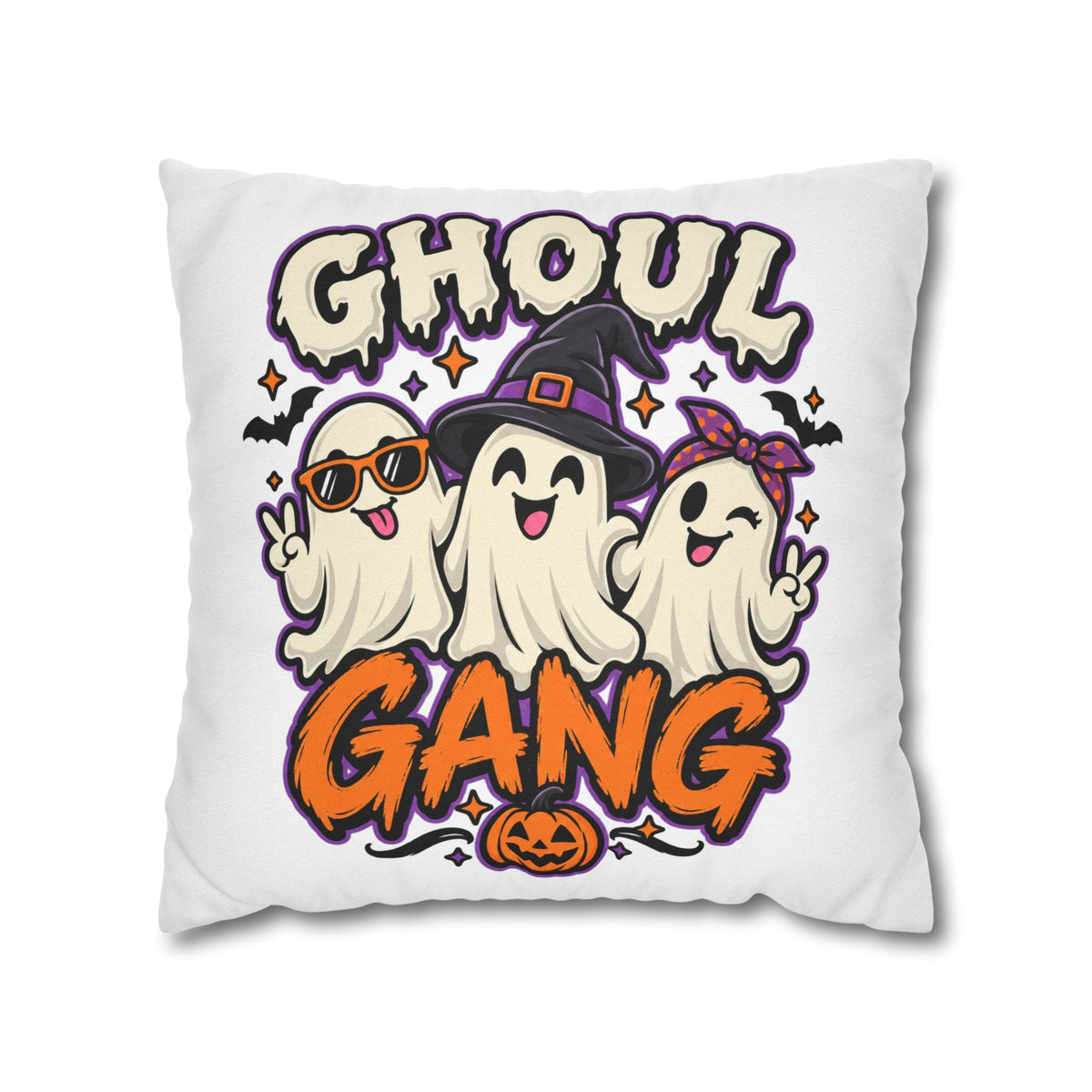Ghoul Gang Halloween Throw Pillowcase — Cute Ghosts Decorative Pillow Cover
