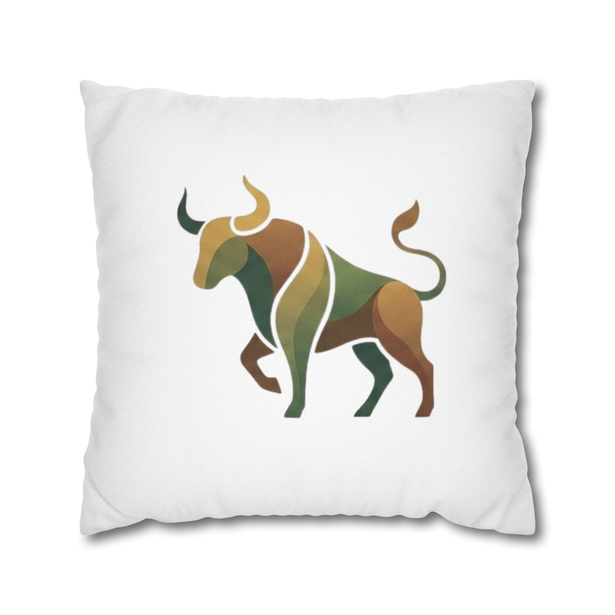 Taurus Geometric Bull Throw Pillowcase – Earth Tone Taurus Home Decor