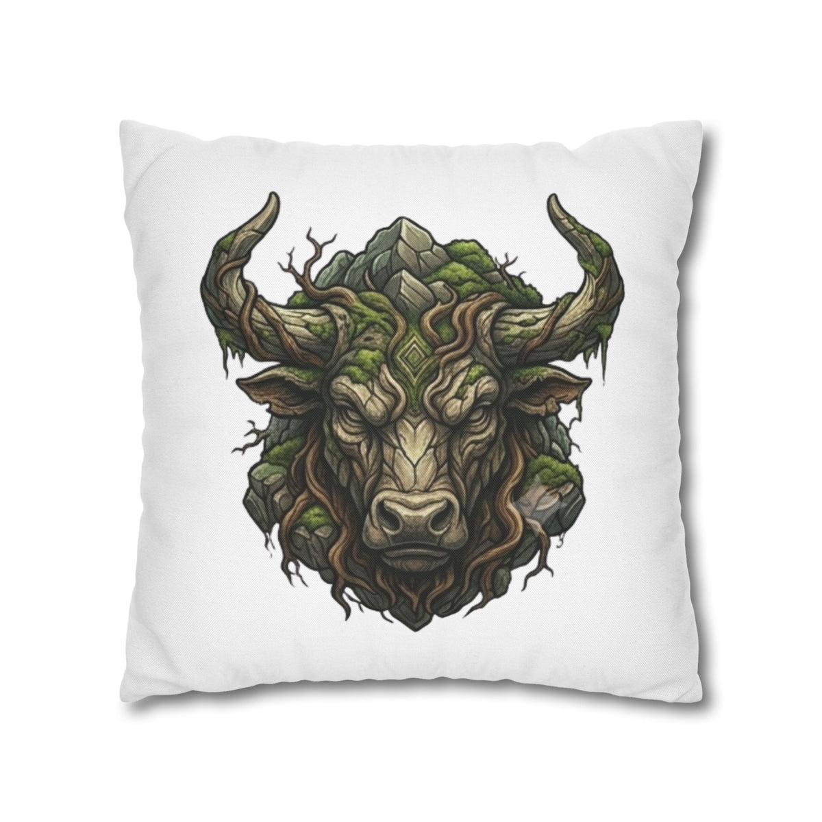 Taurus Forest Bull Decorative Pillowcase — Mythic Woodland Ox Accent Cushion
