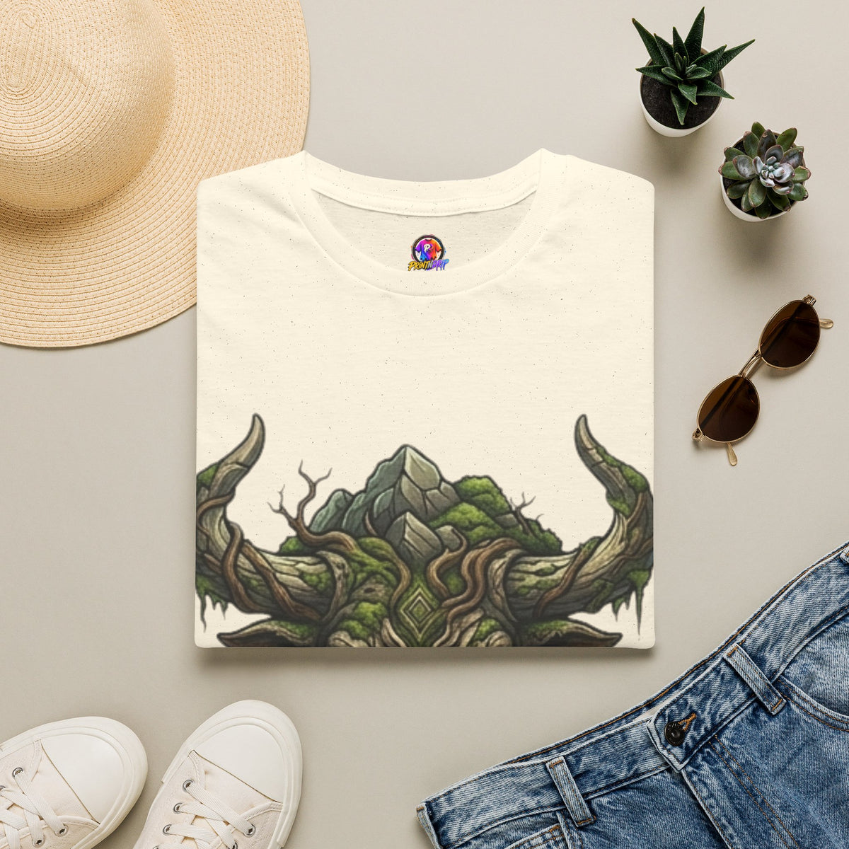 Forest Spirit Bull T-Shirt — Greenwood Celtic Nature Bull Design