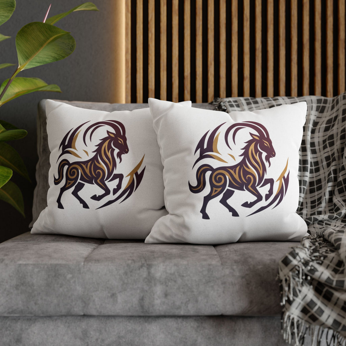 Capricorn Tribal Goat Decorative Pillowcase — Zodiac Accent Pillow