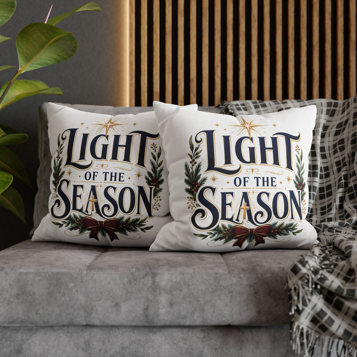 Christmas Holiday Throw Pillowcase— "Light of the Season" Decorative Cushion