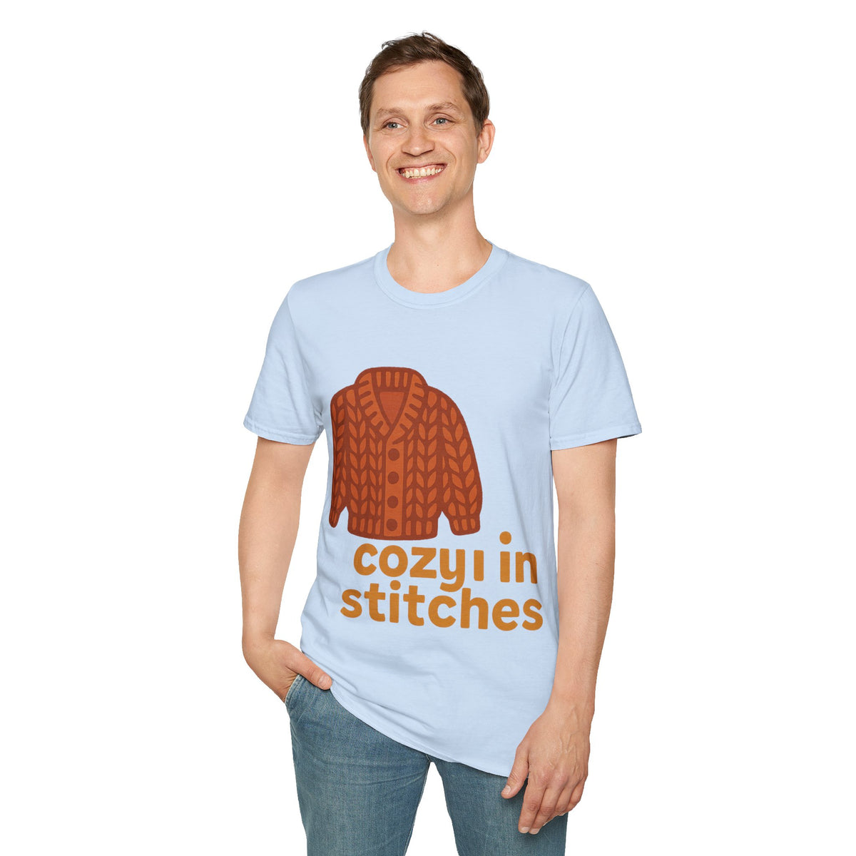 "Cozy In Stitches" Autumn Sweater Tee | Cute Knitting Crochet T-Shirt - Trending Now - September 2026