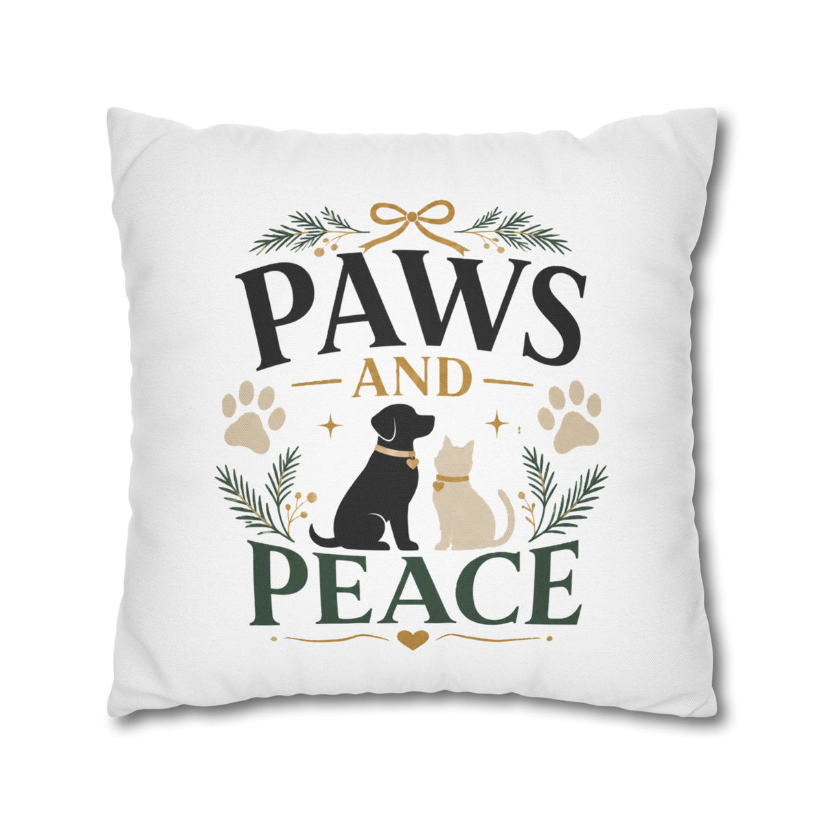Christmas Paws and Peace Throw Pillowcase — Pet Holiday Decorative Cushion Cover