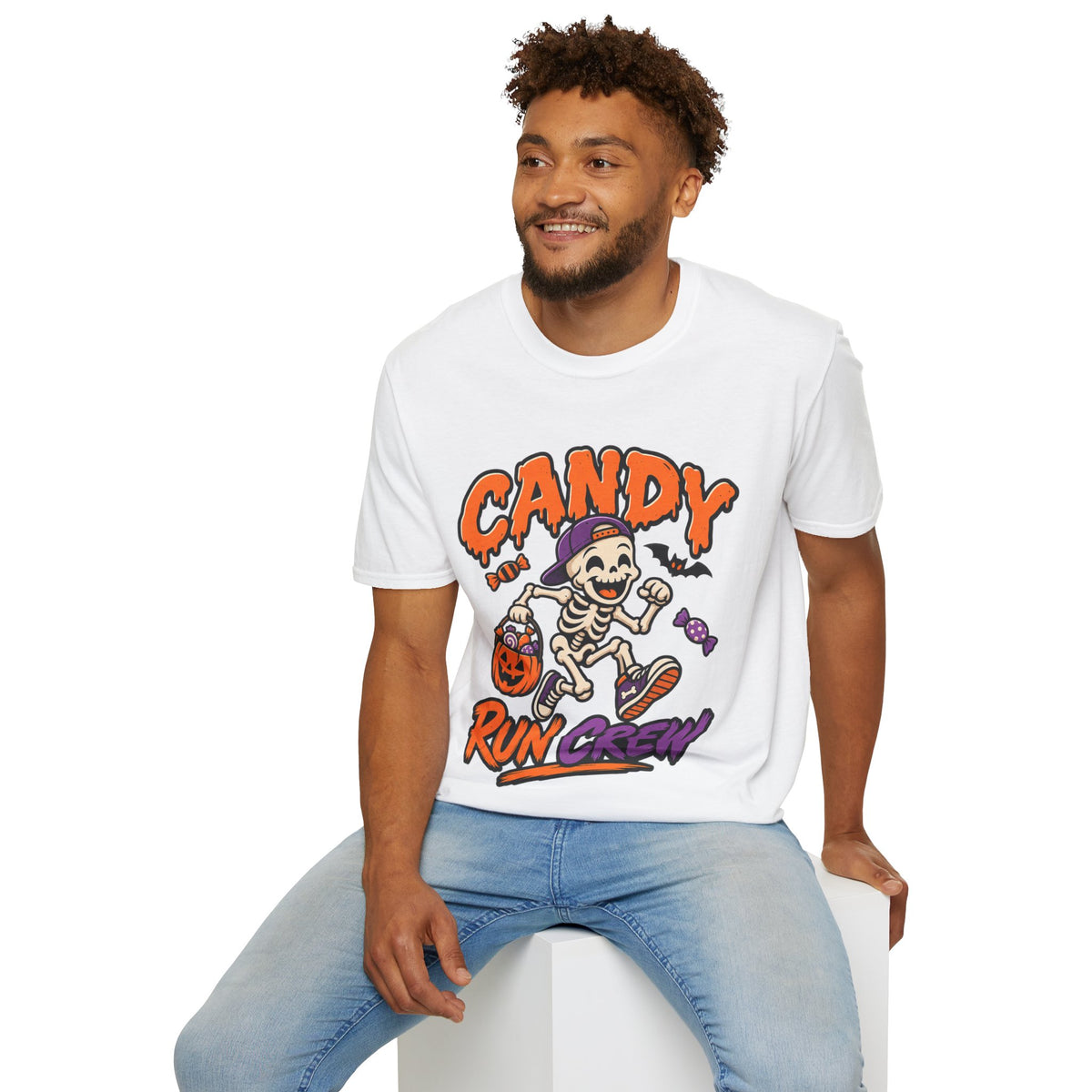 Candy Run Crew T-Shirt — Halloween Skeleton Trick-or-Treat Tee