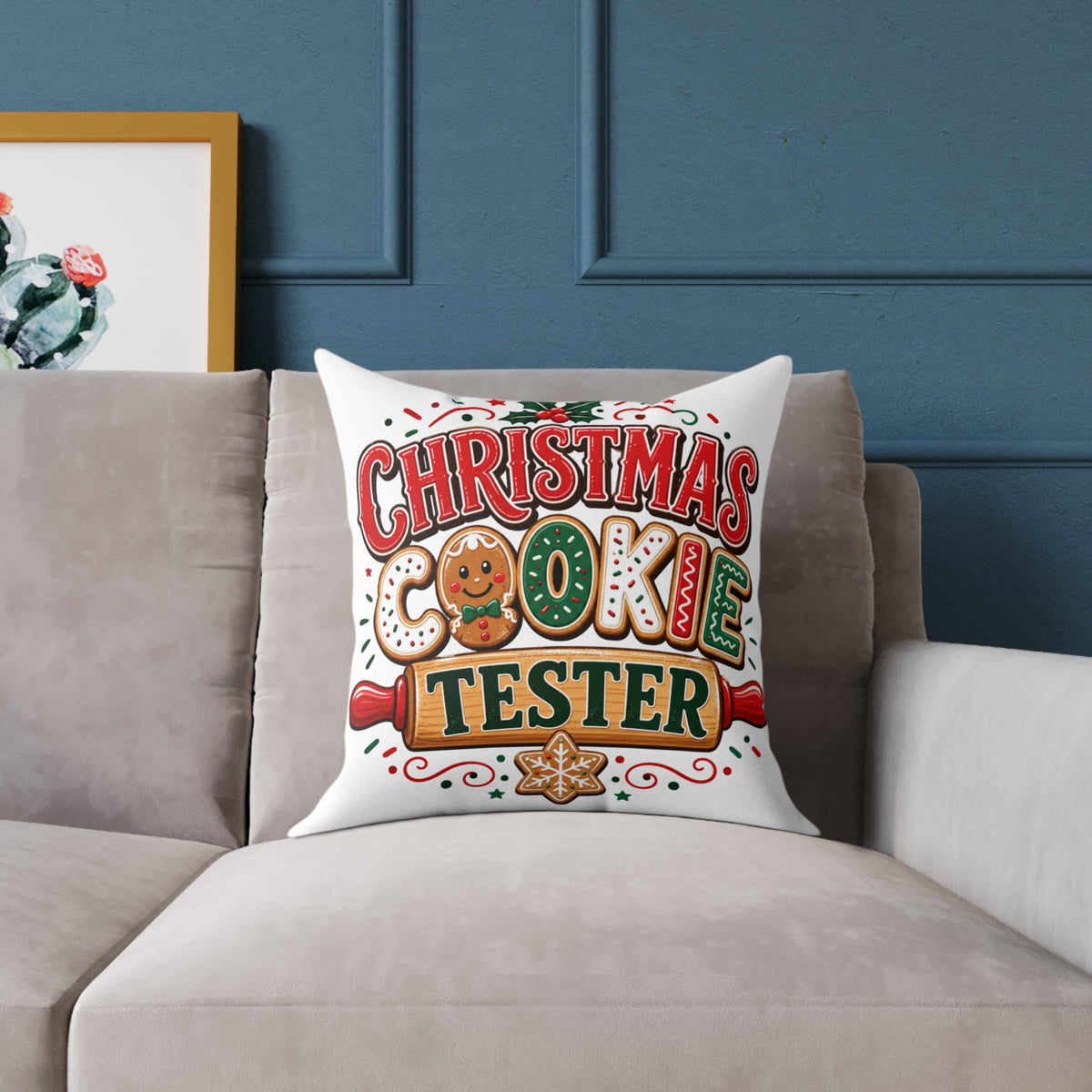 Christmas Cookie Tester Pillow — Festive Holiday Throw Pillow for Baking Lovers