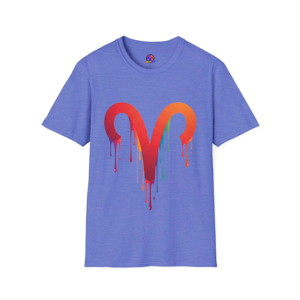 Aries Rainbow Drip T-Shirt — Colorful Dripping Zodiac Graphic Tee