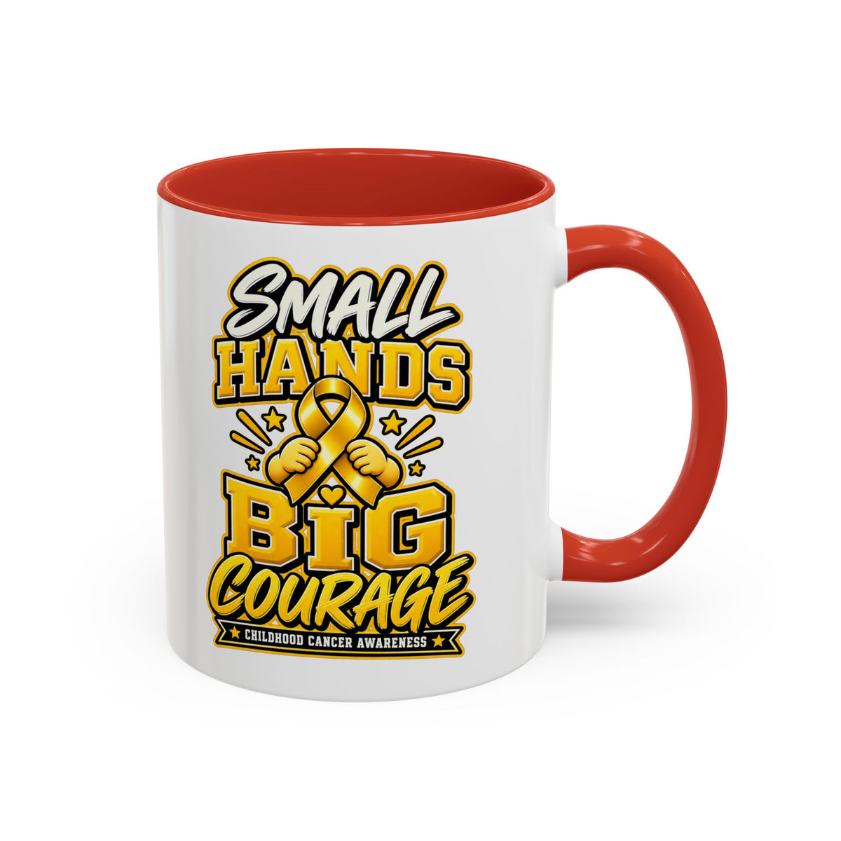 Coffee Mug - "Small Hands Big Courage" Childhood Cancer Awareness Accent Mug