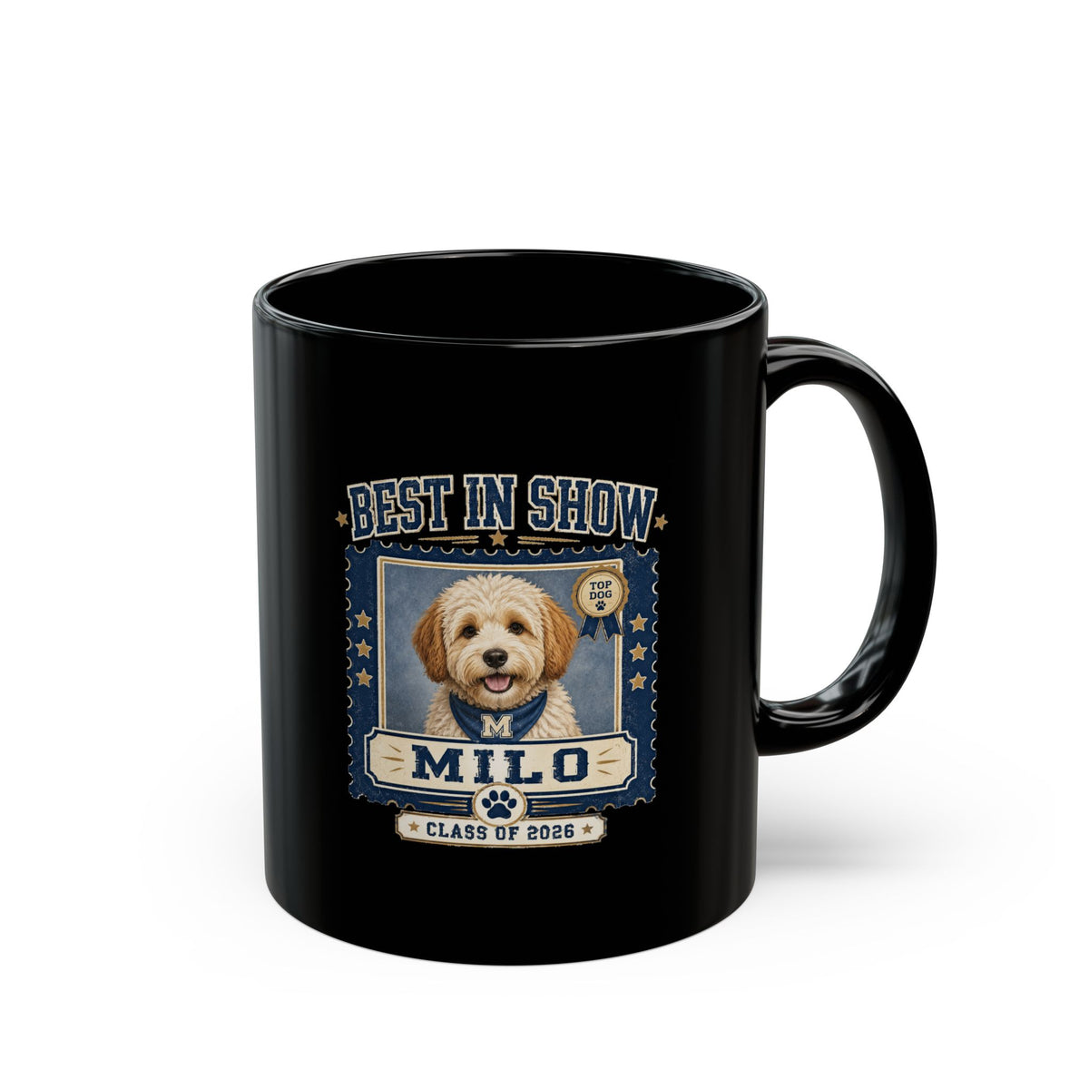 Milo Bailey Dog Dad Mom Best in Show Dog Photo Mug — Personalized "Milo" Pet Portrait Coffee Cup