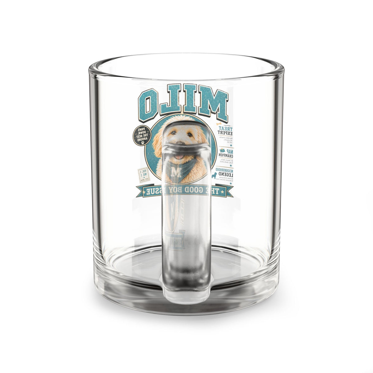 Milo Dog Glass Mug — 10oz 'The Good Boy Issue' Coffee Cup