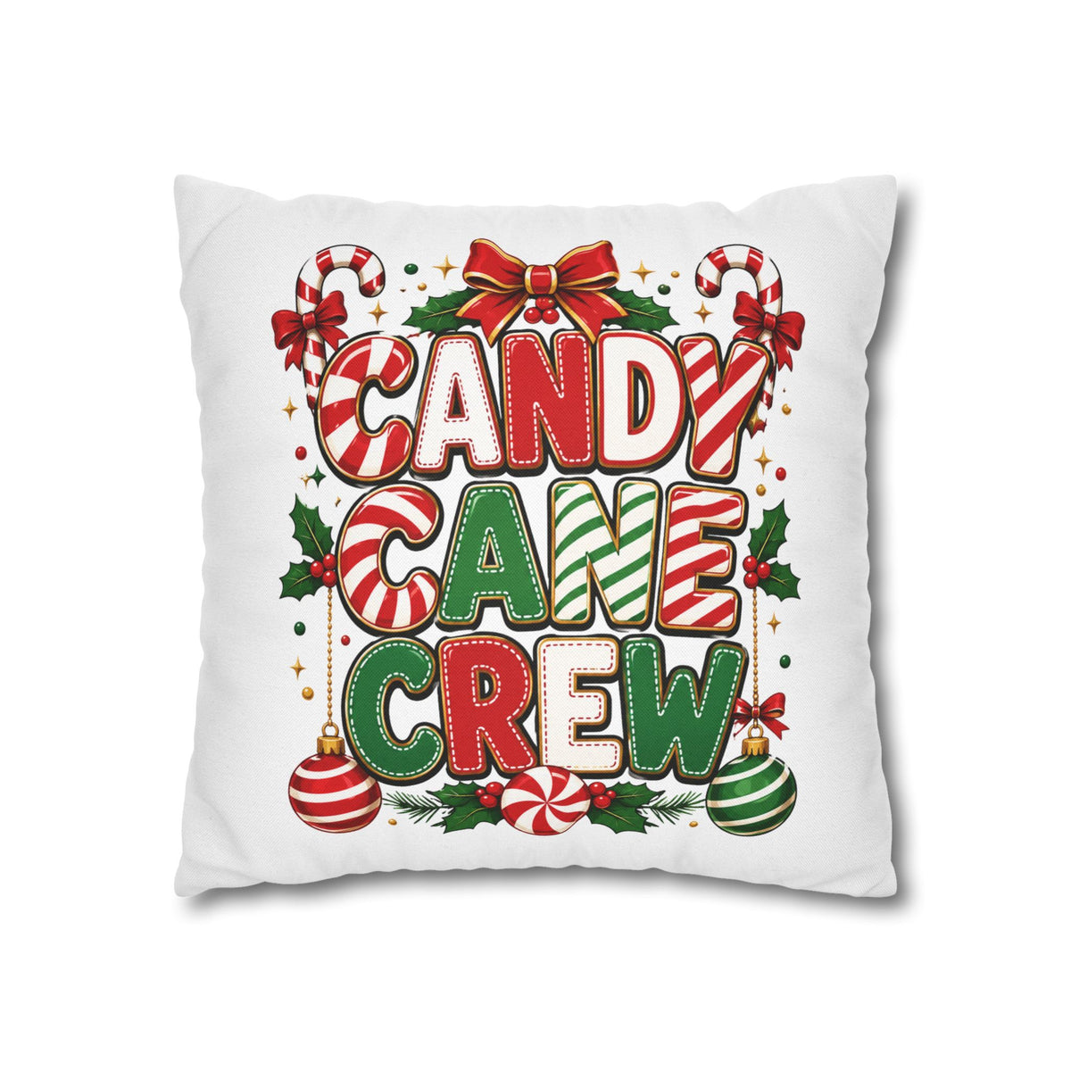 Christmas Candy Cane Crew Holiday Pillowcase — Festive Christmas Decorative Throw