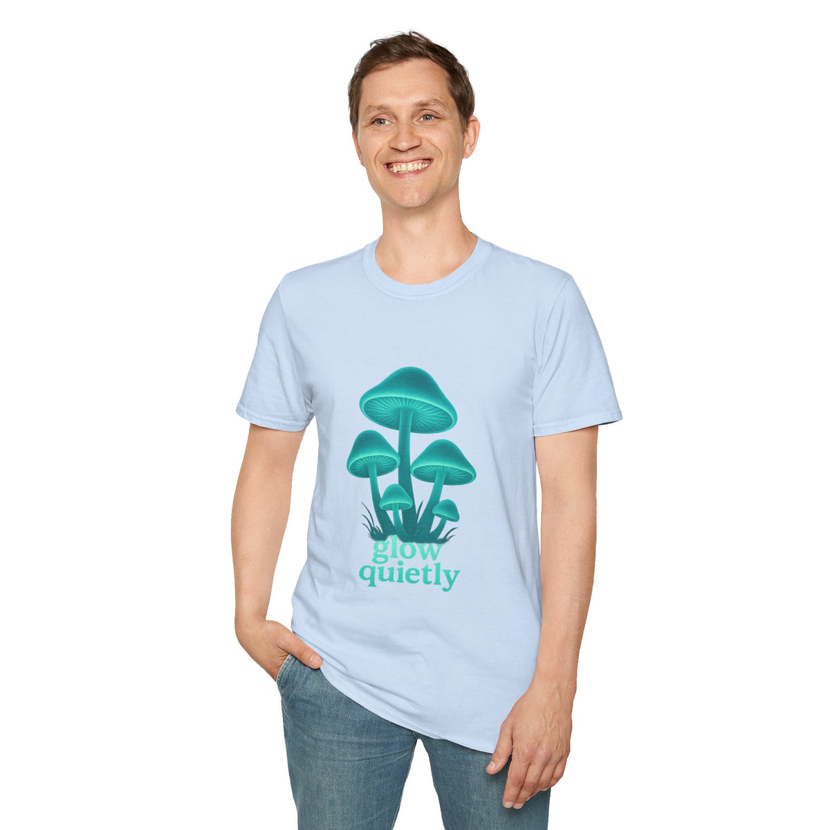 Mushroom Graphic T-Shirt — 'Grow Quietly' Teal Fungi Tee - Trending Now - August 2026