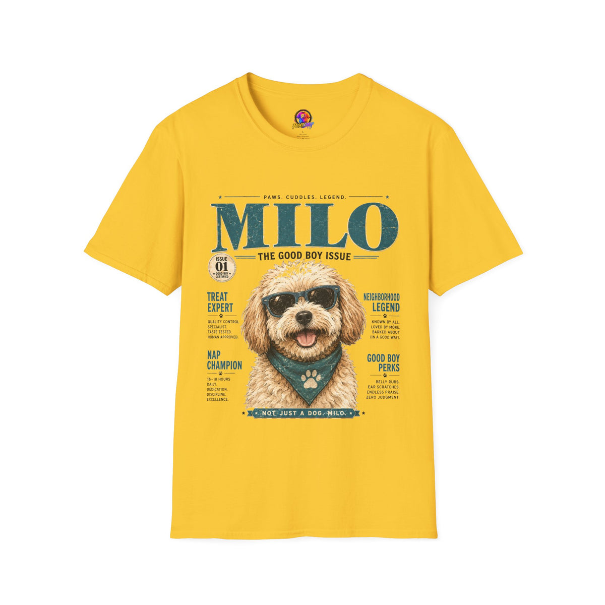 Milo 'The Good Boy Issue' T-Shirt — Cute Dog Magazine Cover Tee