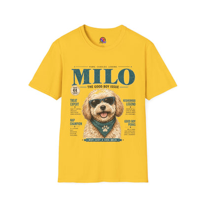 Milo 'The Good Boy Issue' T-Shirt — Cute Dog Magazine Cover Tee