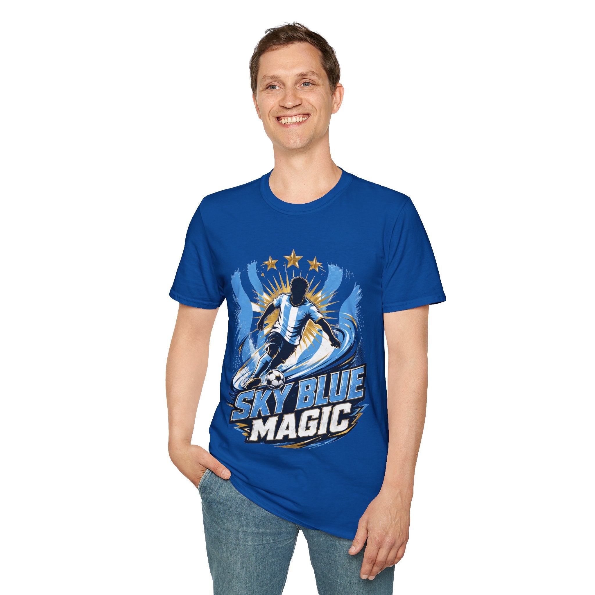 Argentina Sky Blue Magic Soccer T-Shirt — Argentinian Football Player Graphic Tee
