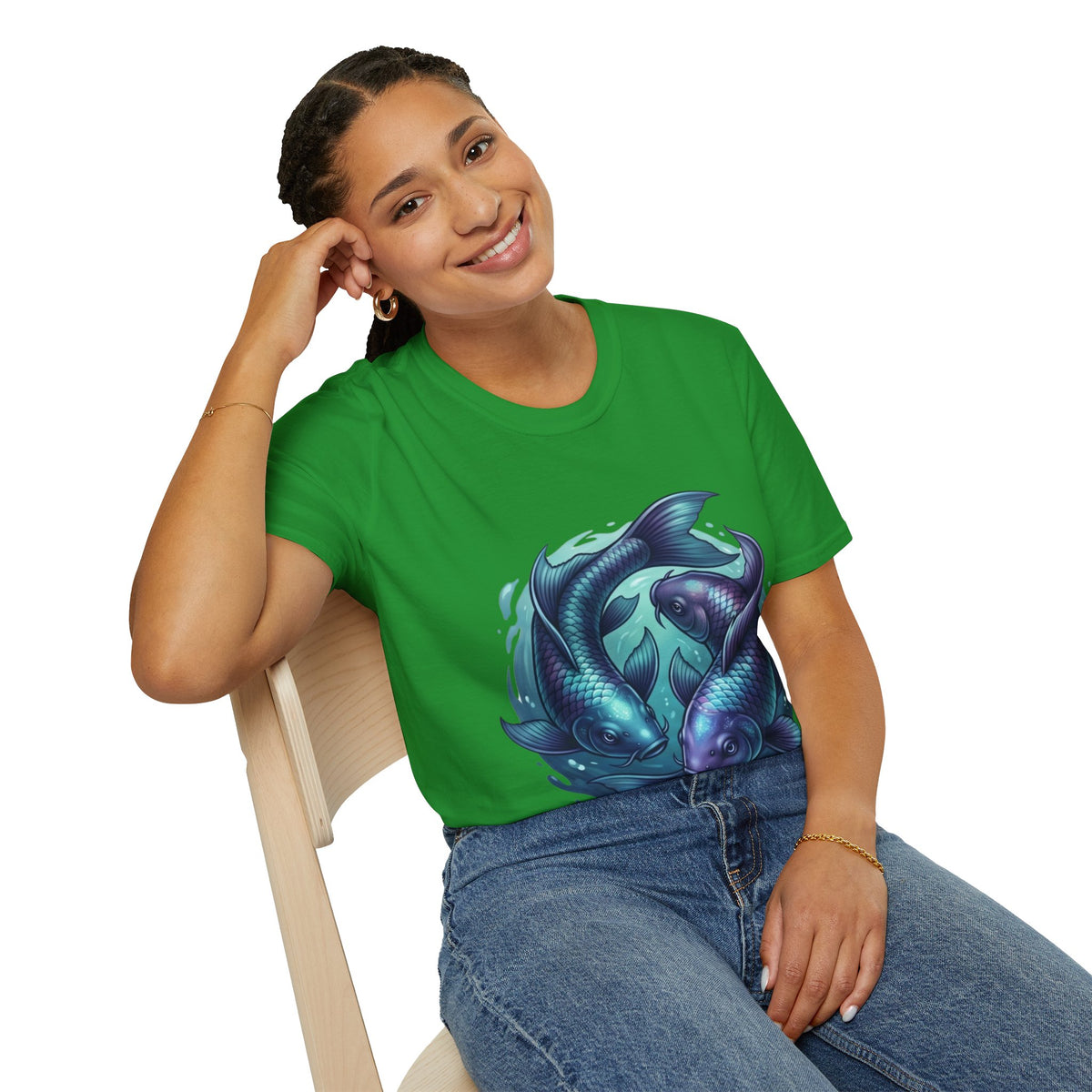 Koi Fish Circle T-Shirt — Artistic Yin Yang Aquatic Tee