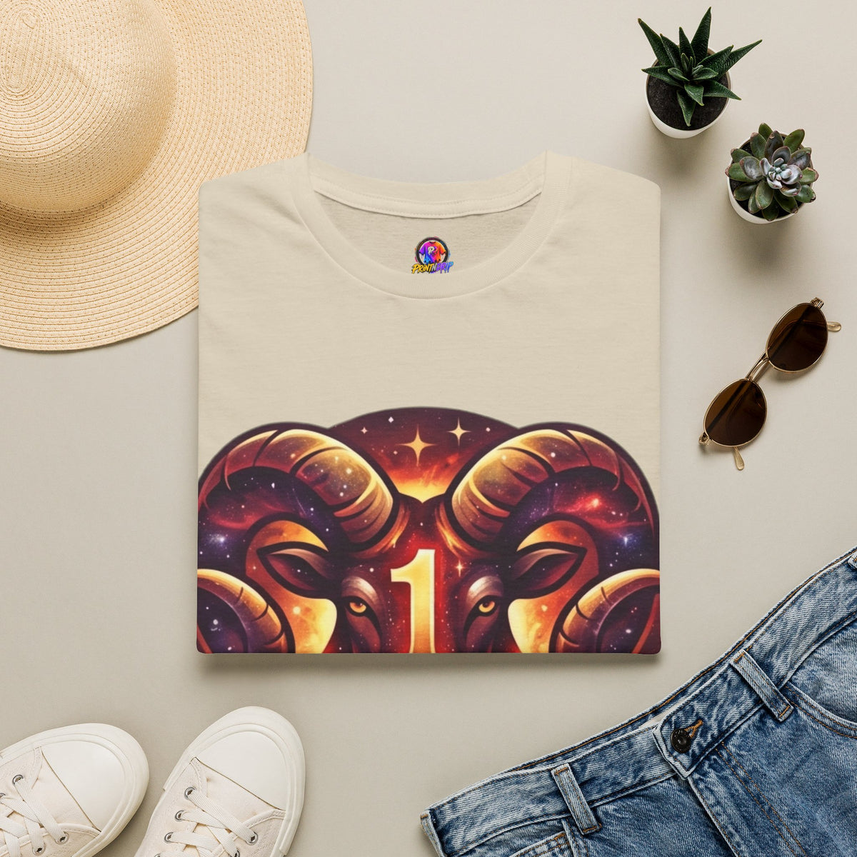 Aries Zodiac Ram Graphic T-Shirt — 'First in the Zodiac' Astrology Tee