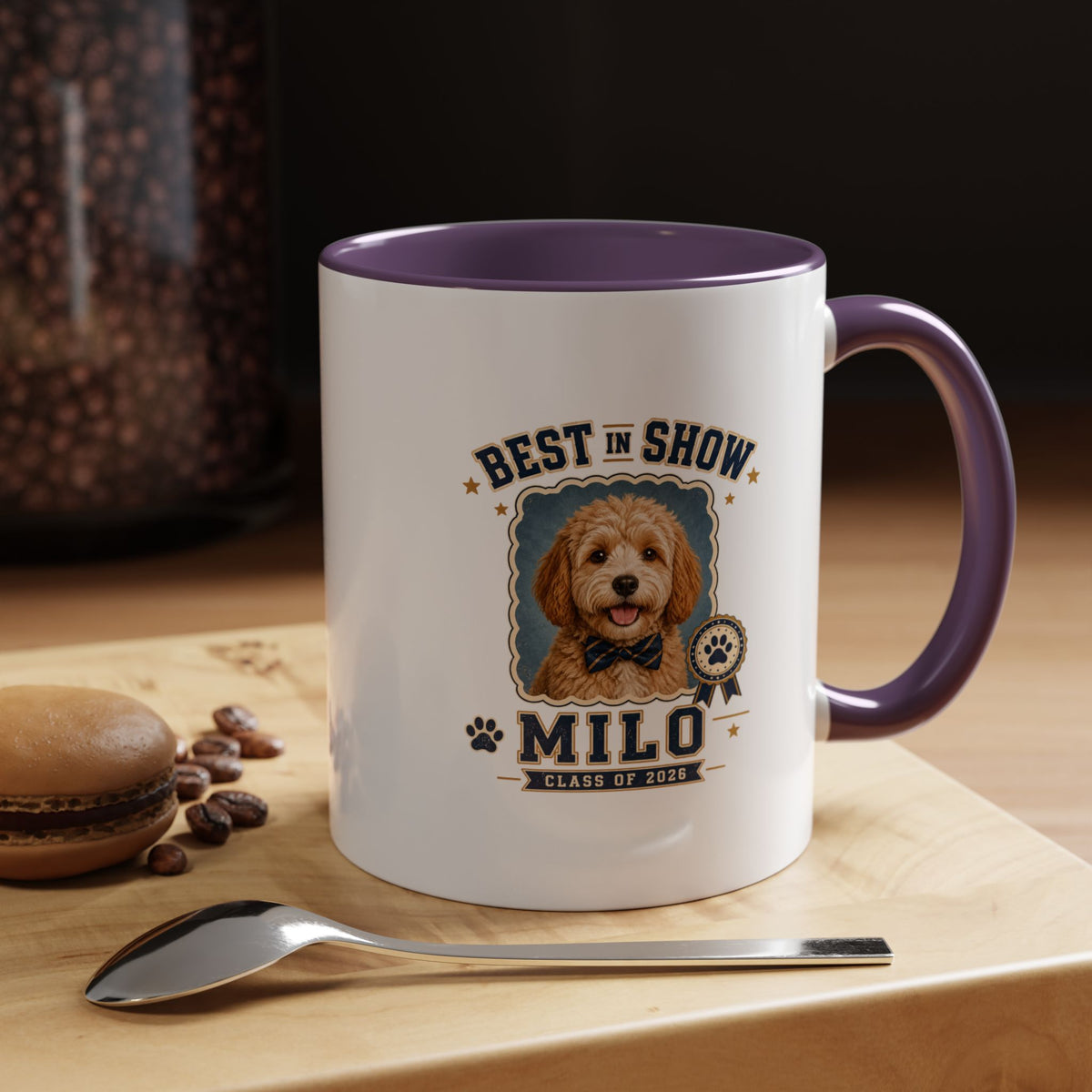 Milo Bailey Dog Dad Mom Best in Show Milo Personalized Dog Coffee Mug — Custom Pet Name Accent Mug