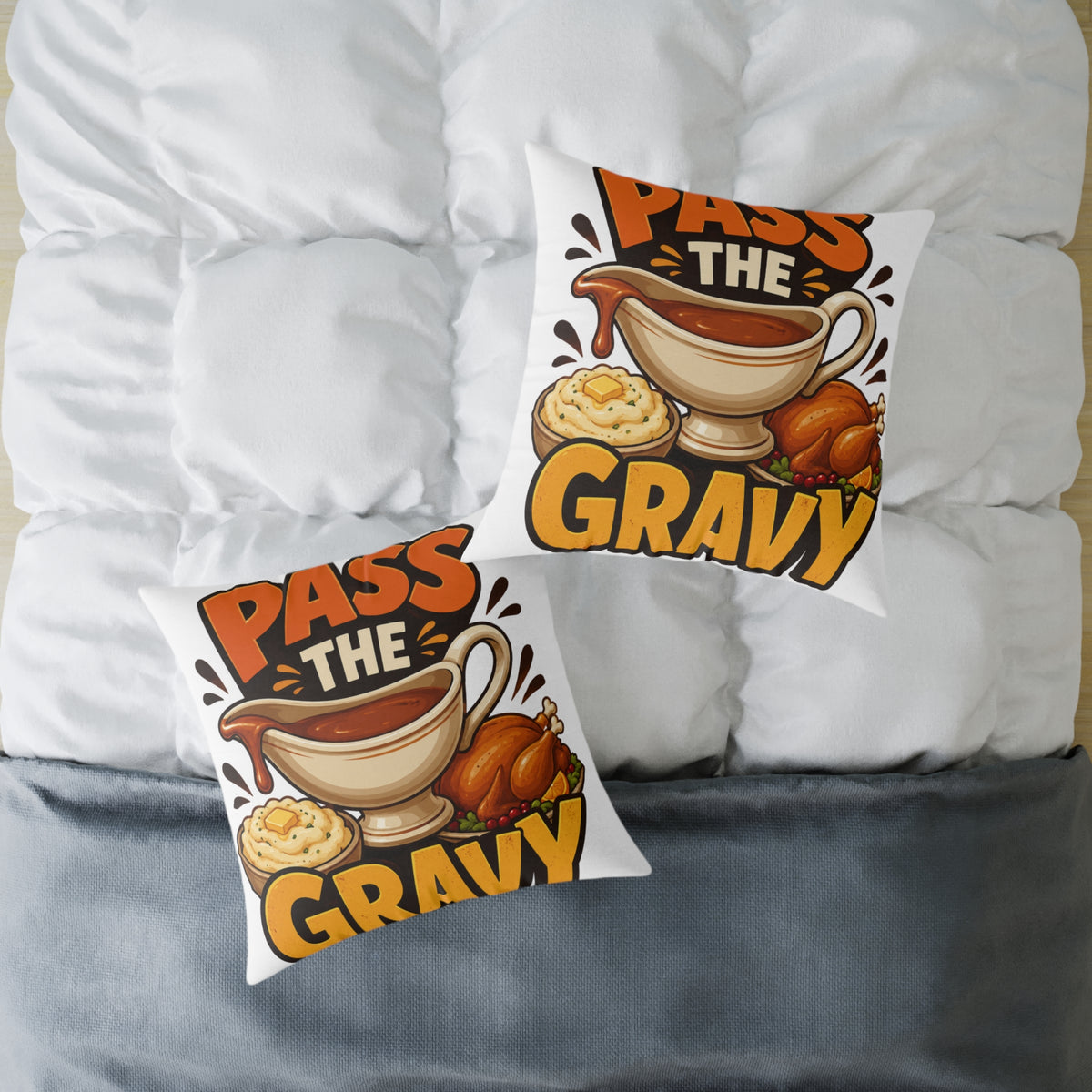 Thanksgiving Pass the Gravy Pillow — Thanksgiving Decorative Throw Pillow