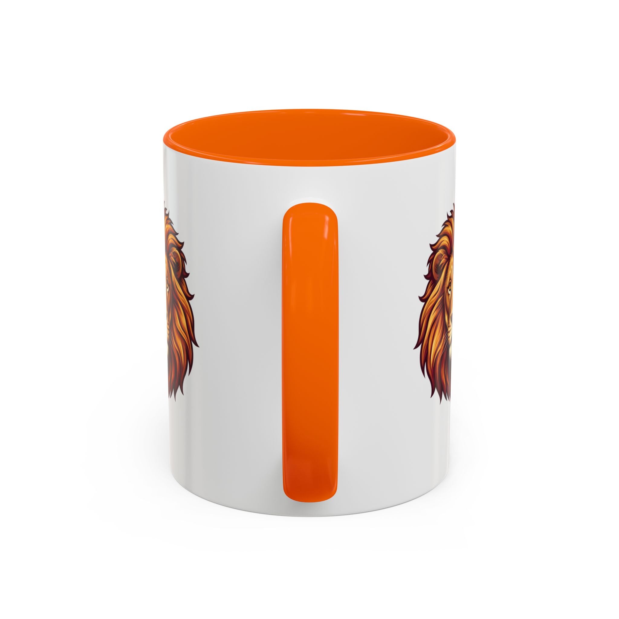 Lion Head Accent Coffee Mug — Bold Tribal Lion Face Design,
