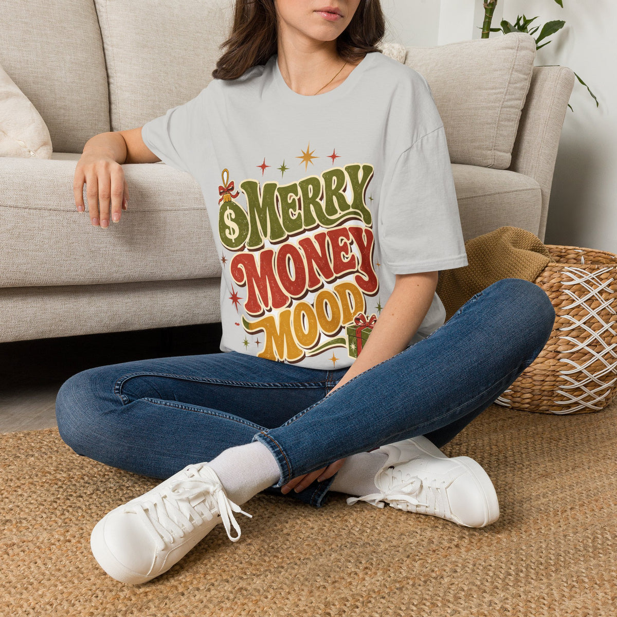 Merry Money Mood T‑Shirt — Retro Holiday Graphic Tee