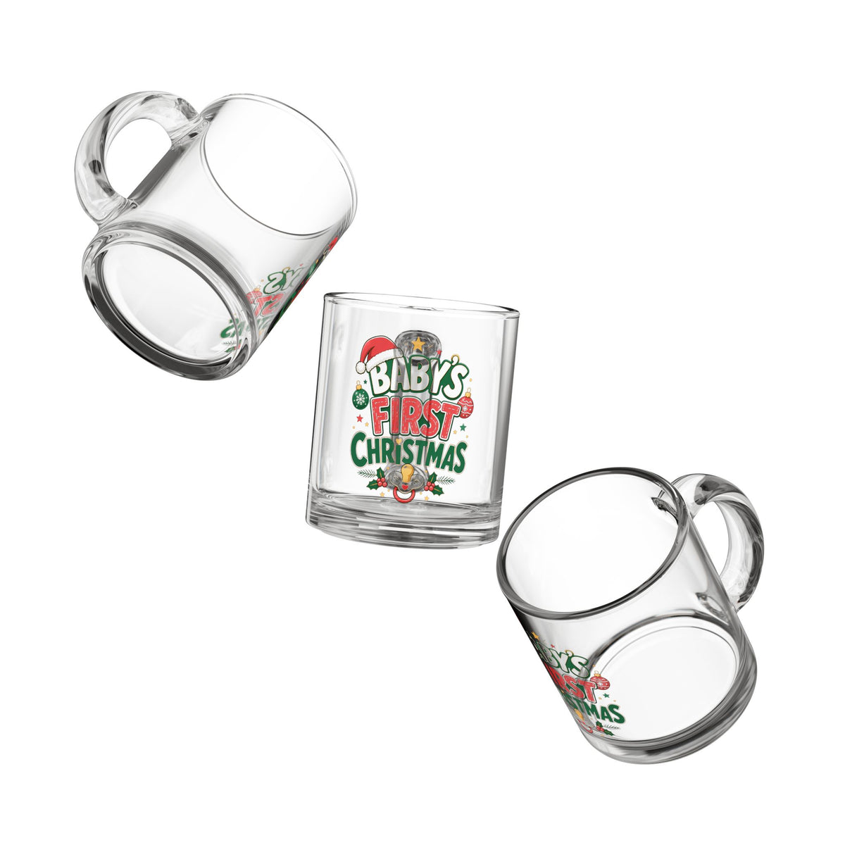 Christmas Glass Mug 10 oz Baby's First Christmas Glass Mug – 10oz Festive Holiday Keepsake
