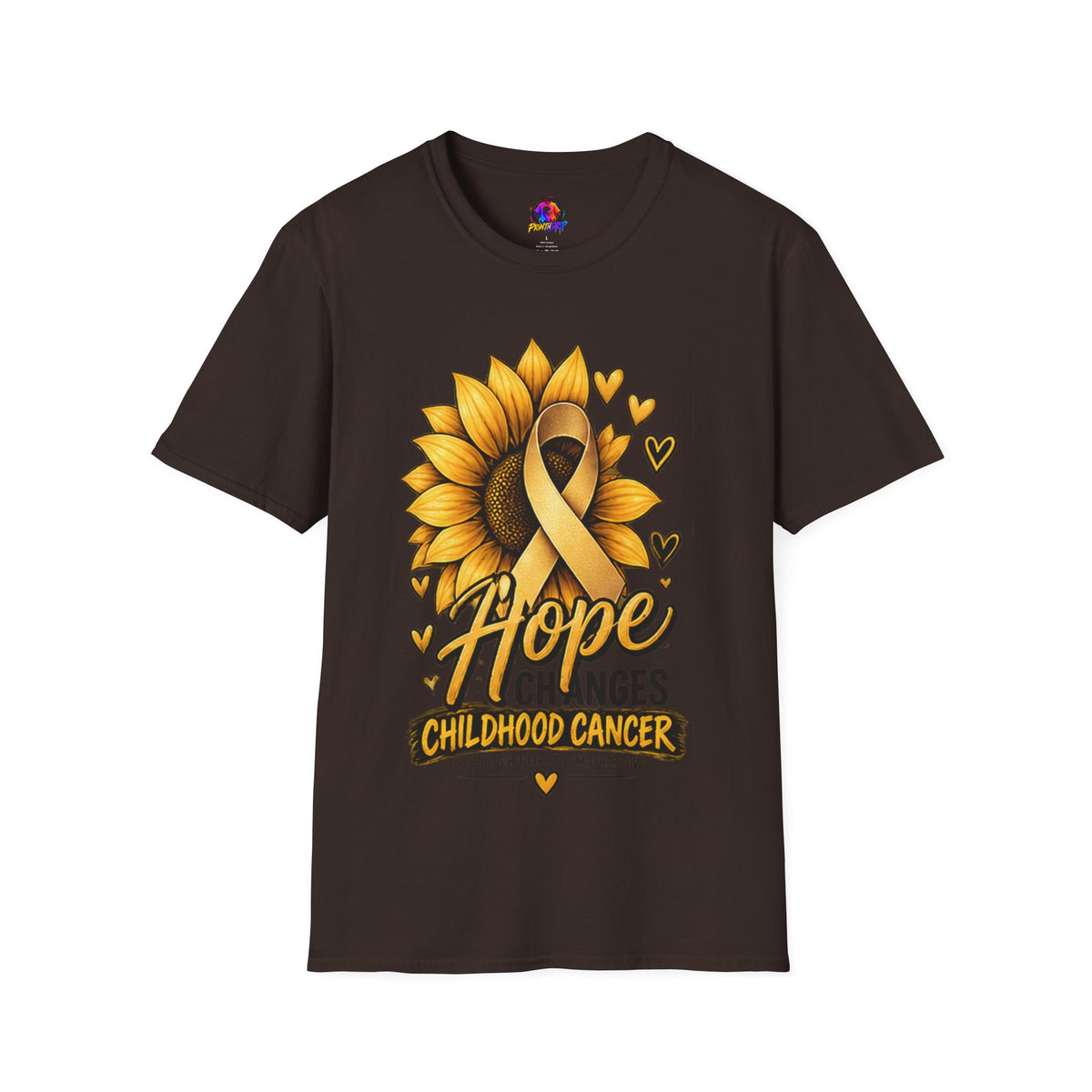 Childhood Cancer Awareness T-Shirt — "Hope Changes Lives" Sunflower Ribbon