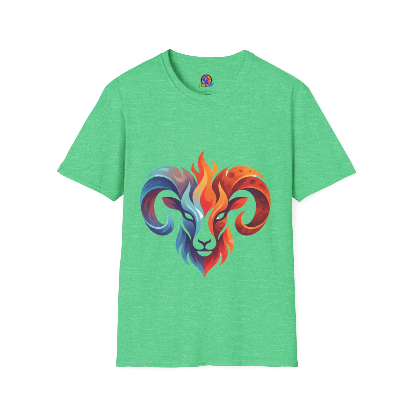 Ram Head Flame Graphic T-Shirt — Bold Aries Zodiac Tee