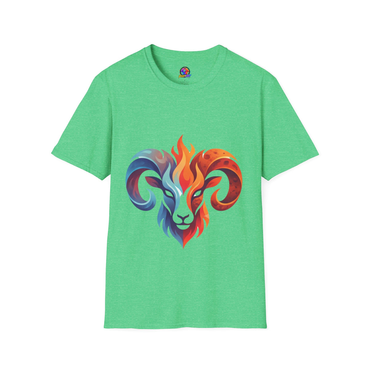 Aries Zodiac Ram Head Flame Graphic T-Shirt — Bold Aries Zodiac Tee