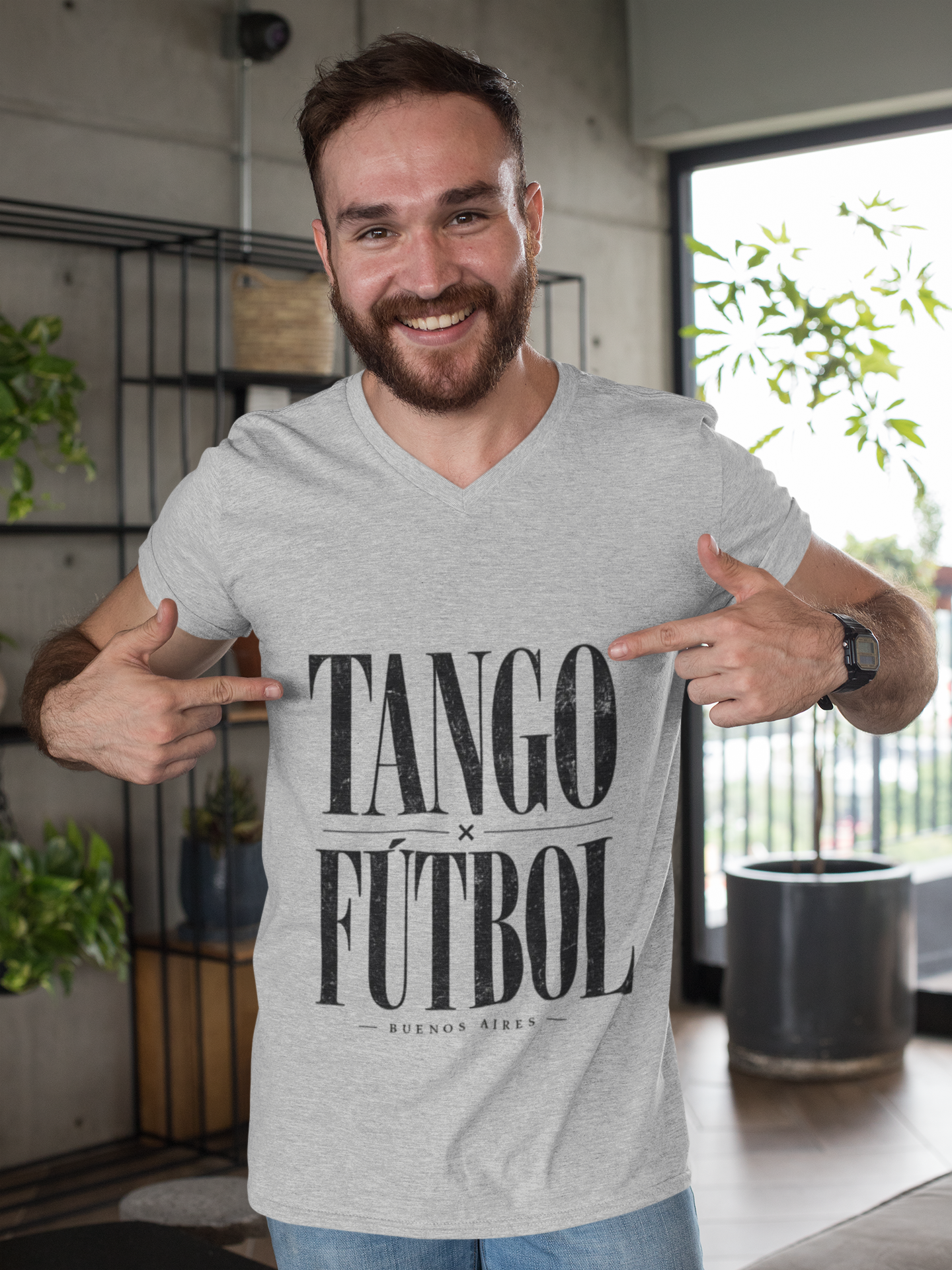 Argentina - Tango y Fútbol Graphic Tee - Bold Serif Soccer & Dance Shirt