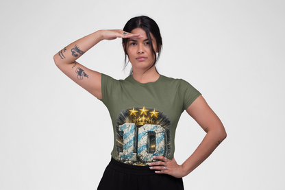 10 Soccer Jersey Tribute T‑Shirt — Crown & Three Stars Vintage Argentina Design