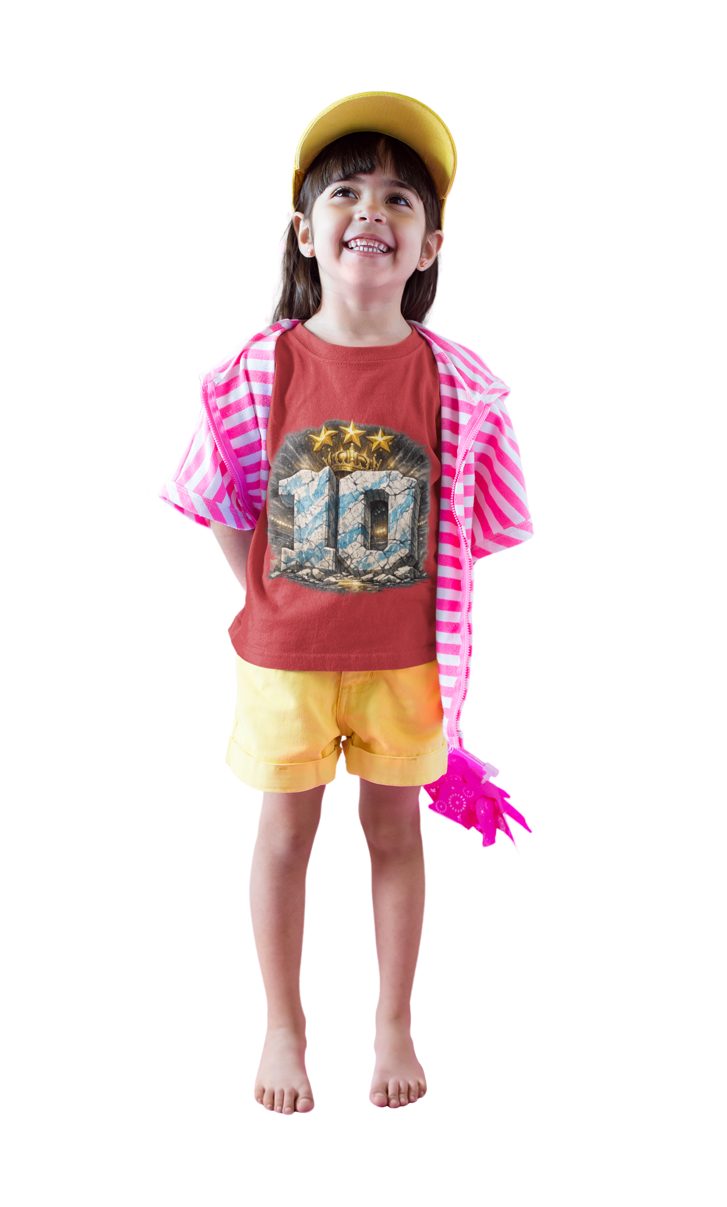 10 Soccer Jersey Tribute T‑Shirt — Crown & Three Stars Vintage Argentina Design