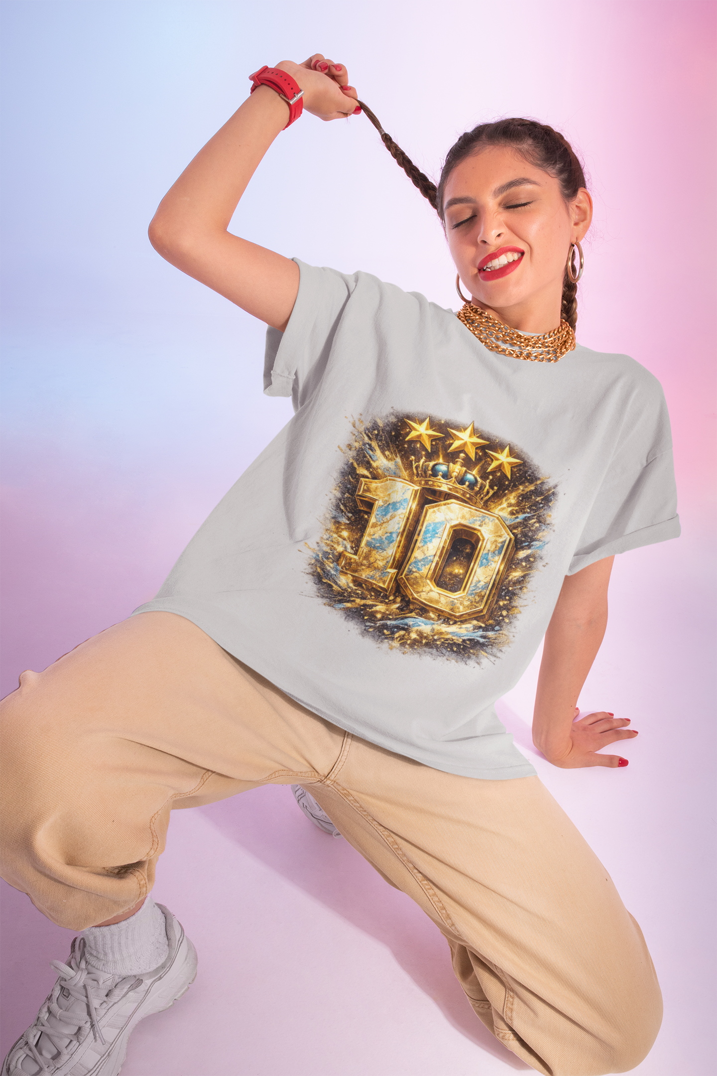 Number 10 Gold Crown T-Shirt — Sparkling 10th Anniversary/Champion Tee
