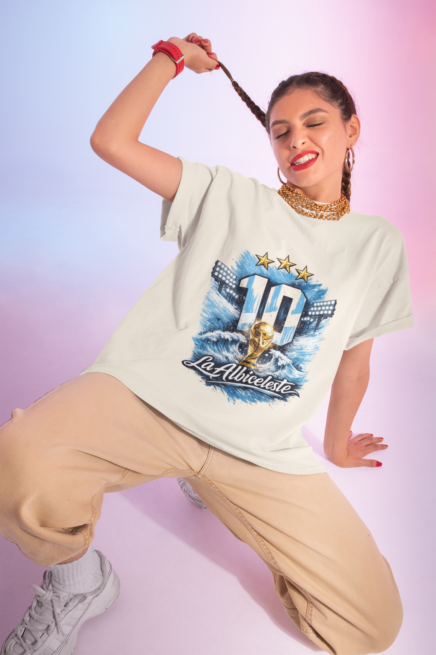 Argentina Soccer Jersey Graphic Tee — "La Albiceleste" 10 World Cup Tribute