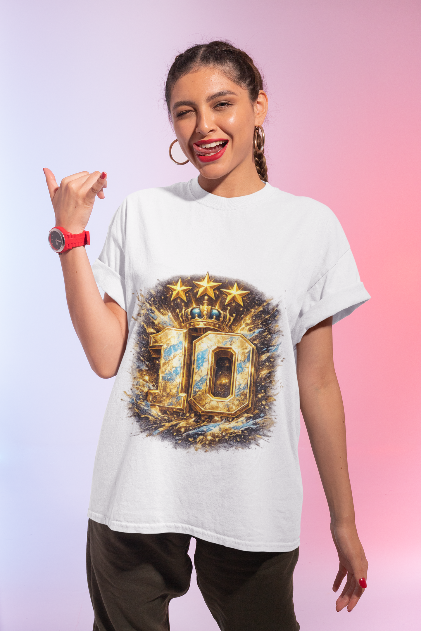 Number 10 Gold Crown T-Shirt — Sparkling 10th Anniversary/Champion Tee
