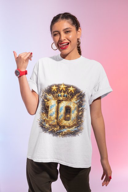 Number 10 Gold Crown T-Shirt — Sparkling 10th Anniversary/Champion Tee